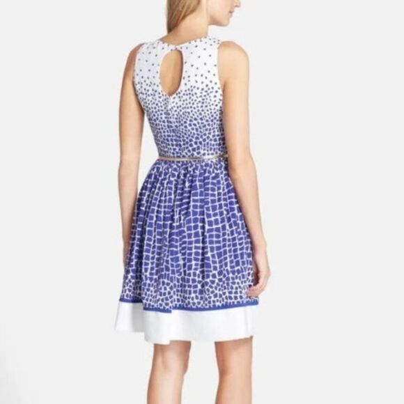 Eliza J Belted Print Fit & Flare Dress Womens Plus Size 14 Sleeveless Lined - Picture 3 of 11